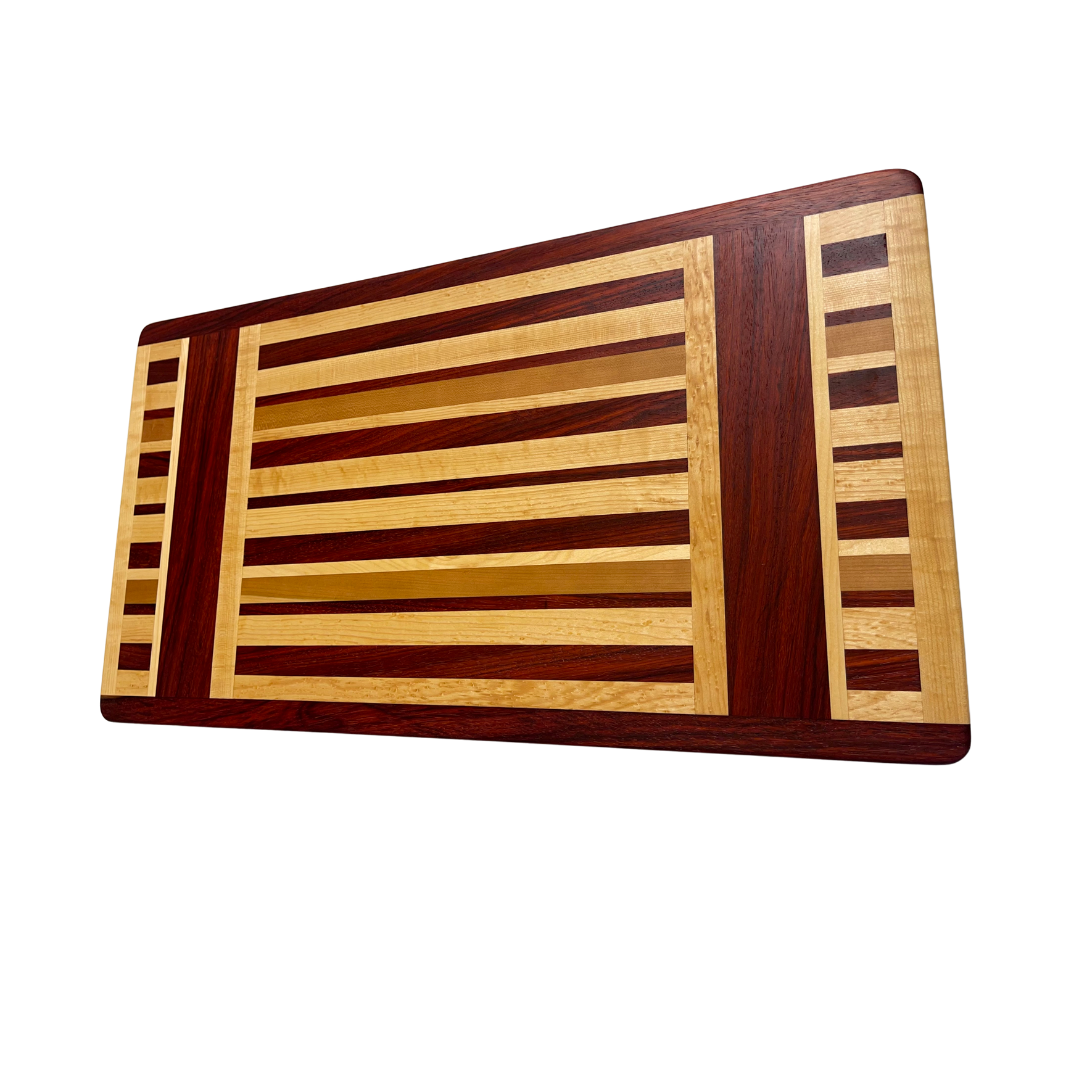 Artisan hardwood cutting board – Padauk, Maple, Cherry & Walnut