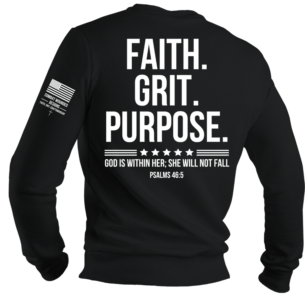 Faith. Grit. Purpose. Women's Crewneck - Back