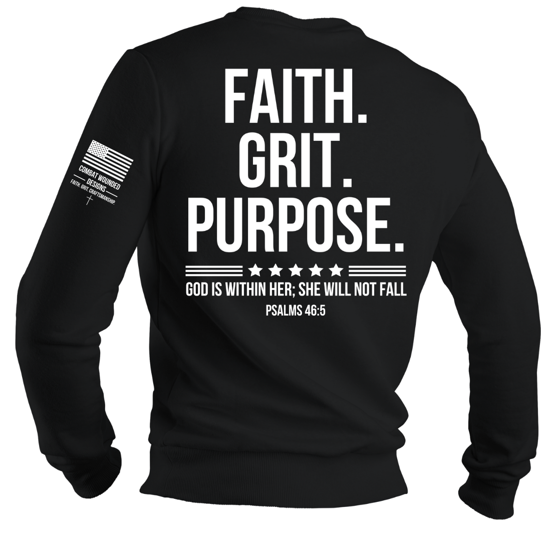 Faith. Grit. Purpose. Women's Crewneck - Back