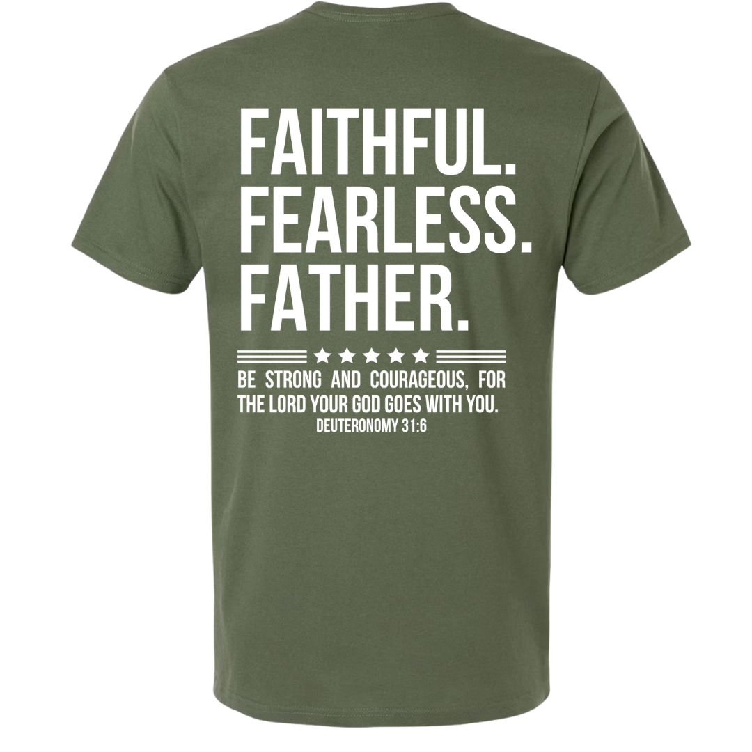 Faithful Father Tee - Military Green Back