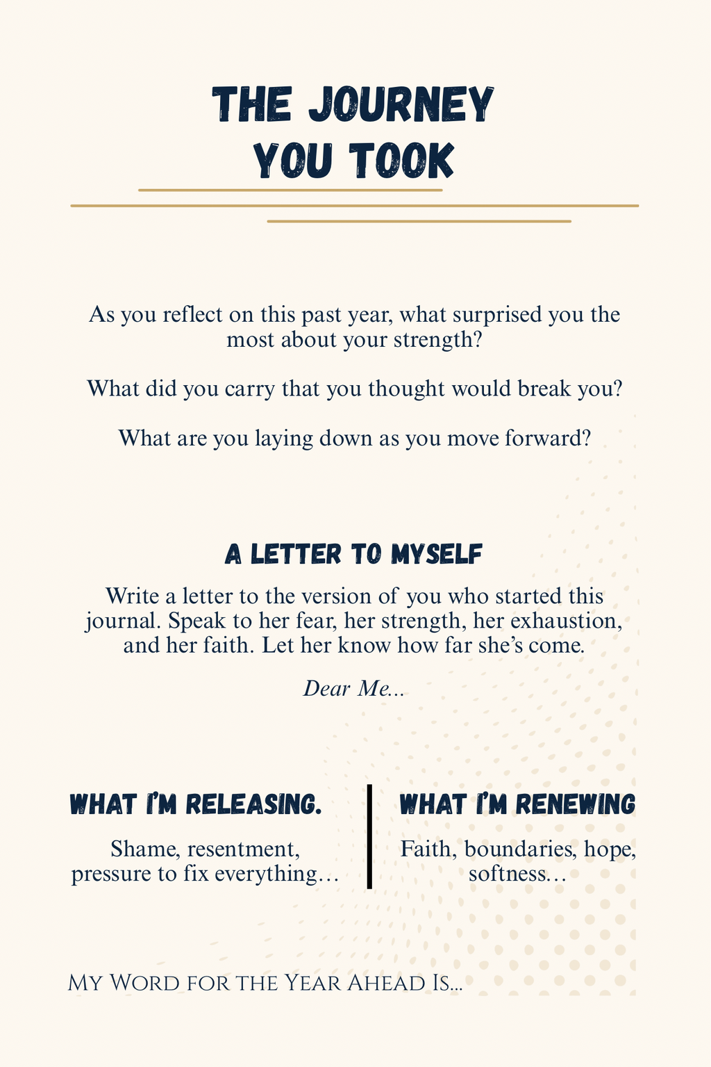 The Journey You Took — Year-end reflection section