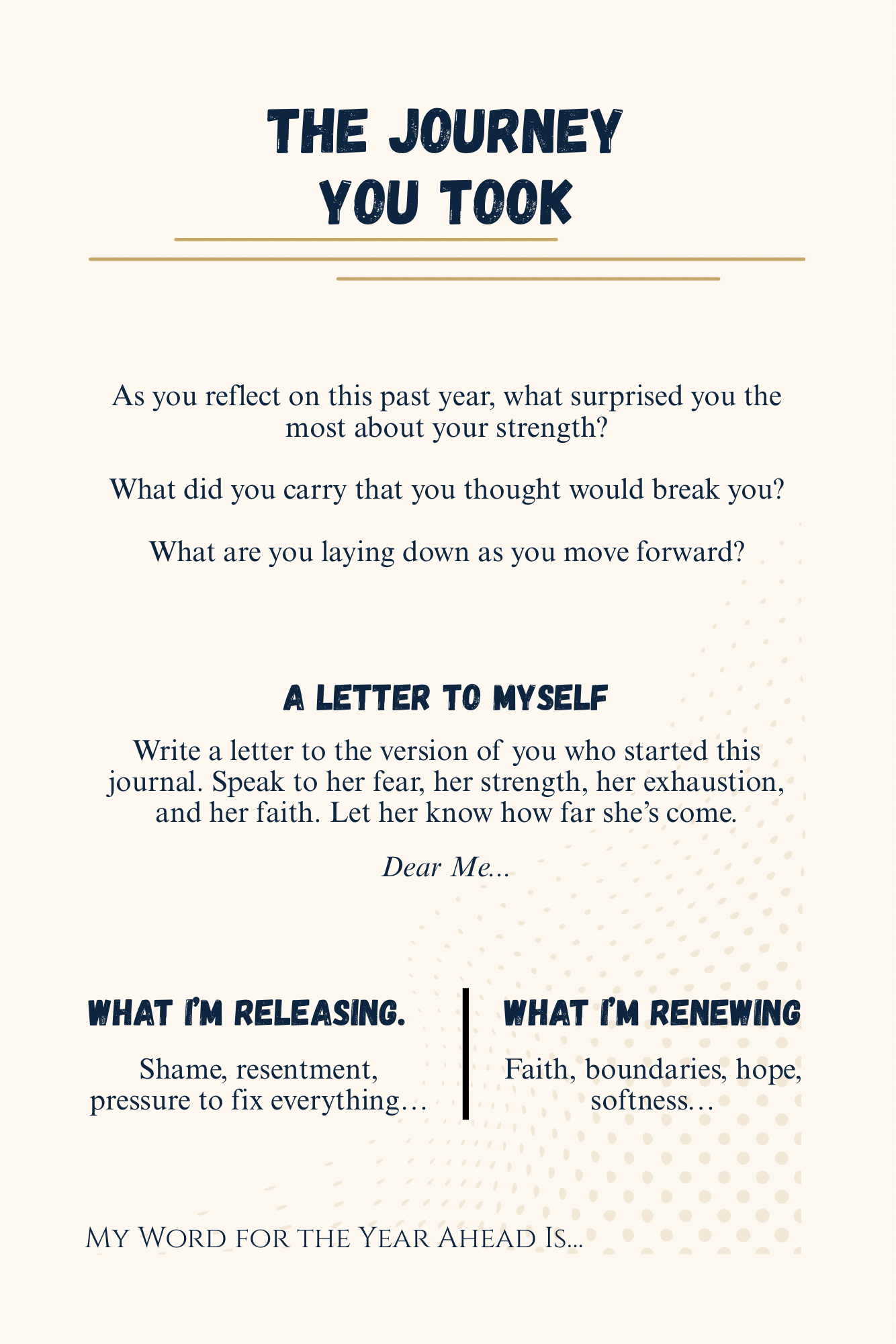 The Journey You Took — Year-end reflection section