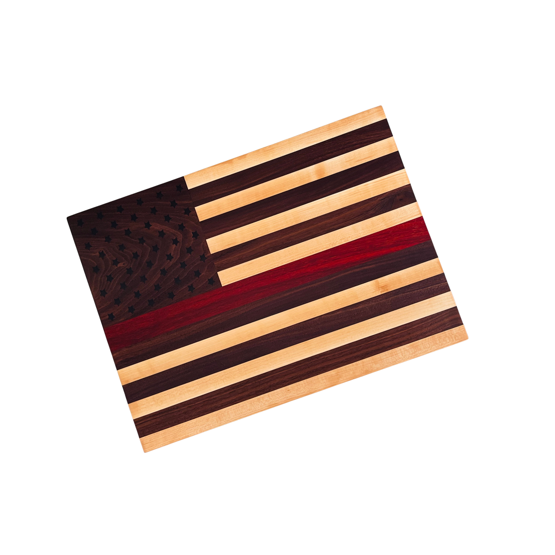 Handcrafted Thin Red Line wooden American flag
